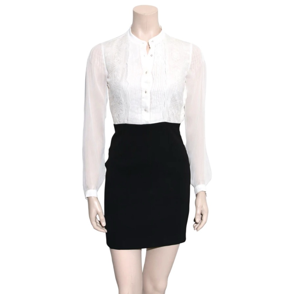 THE KOOPLES Black & White Shirt Dress Size Small NWT